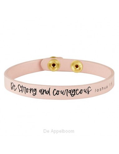 Leather Snap Bracelet Be strong & courag