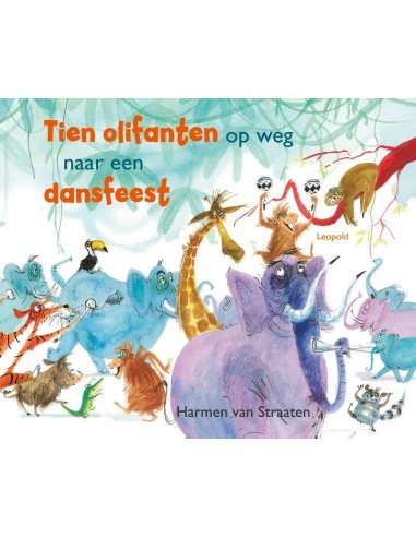 Tien olifanten op weg naar een dansfeest