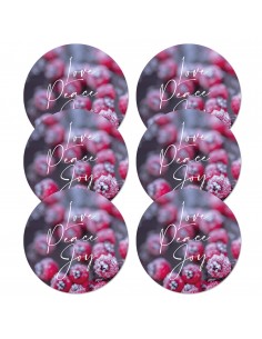 Onderzetters Love peace joy...