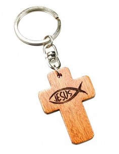 Sleutelhanger kruis hout...