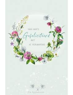 Krans met bloemen van harte...