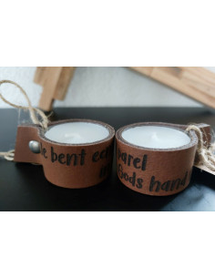 Leren Waxinelichtjeshouder...