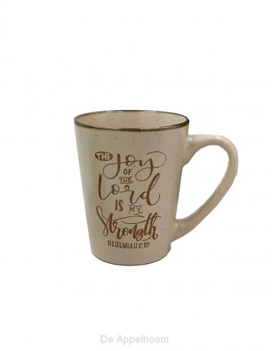 Stoneware mug joy of the Lord beige