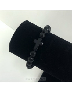 Kralenarmband kruis zwart