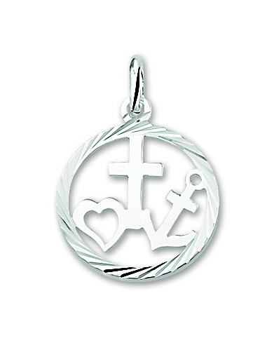 Silver pendant circle faith hope love