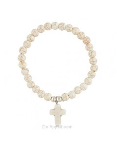 Cross stone bracelet White