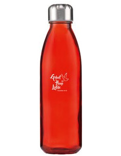 Glazen waterfles rood...