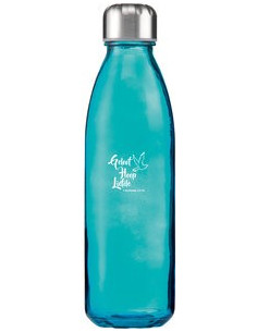 Glazen waterfles blauw...