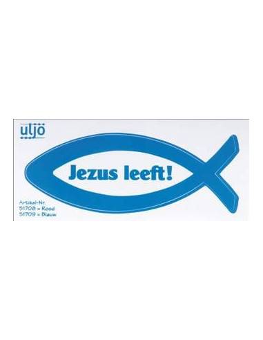 Sticker Vis 1,5cm blauw Jezus leeft