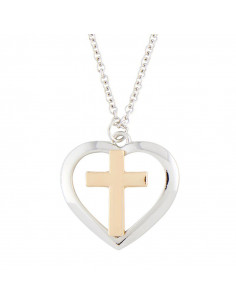 Pendant Cross in heart 2 tone