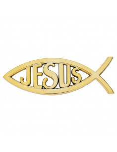 Auto emblem Ichtus Jesus Gold
