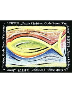 Sticker vis gekleurd tekst...