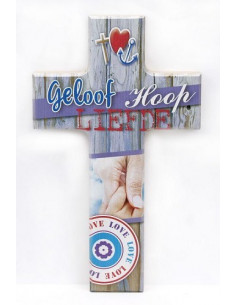 Kruis hout 15cm geloof hoop...