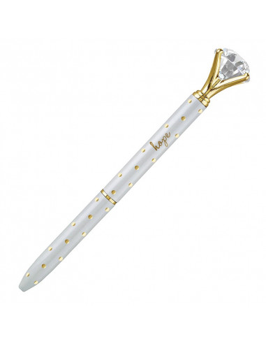 Gold dot gem pens white/gold hope