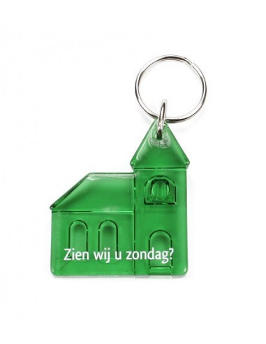 Sleutelhanger Kerk groen zien wij u