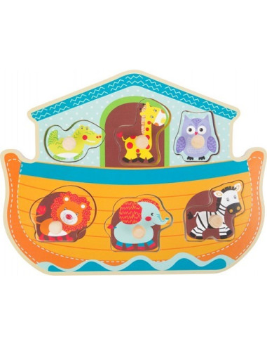 Knoppuzzel ark van noach hout 6 stukjes