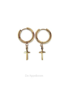 Oorbel ring kruisje goud