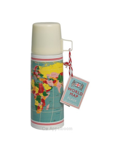 Thermosfles + beker vintage world map