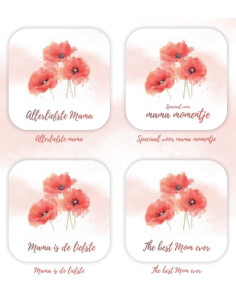 Onderzetters Vierkant Klaproos