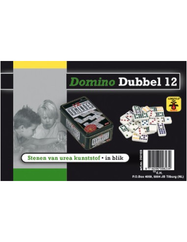 Domino dubbel 12 in blik