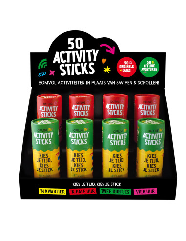 Display 50 activity sticks 2 x 4 ex.