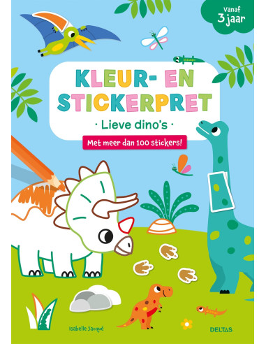 Kleur- en stickerpret - Lieve dino's (va