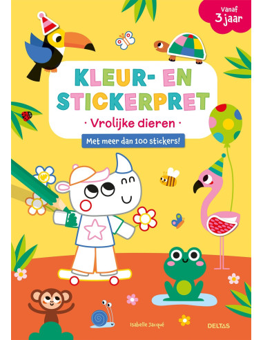 Kleur- en stickerpret - Vrolijke dieren