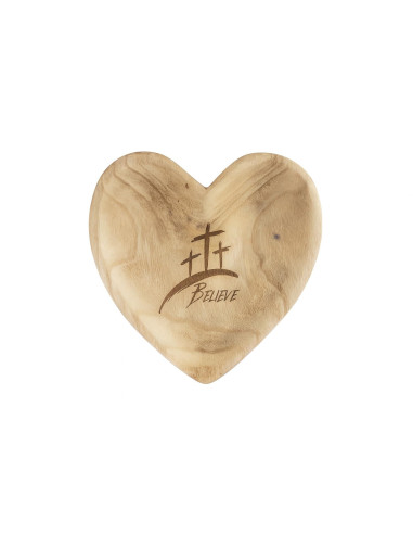 Wooden Heart Tray Crosses Believe