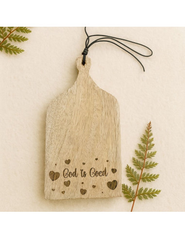 Houten snijbordje God is goed harten