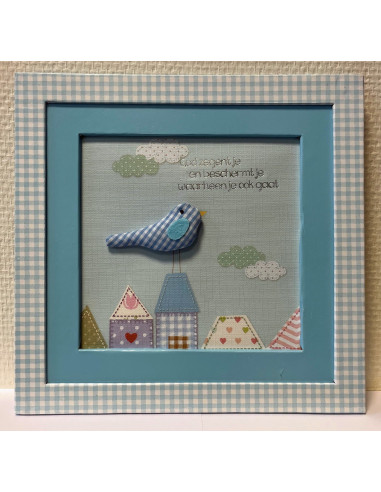 Schilderij baby blauw God zegent je