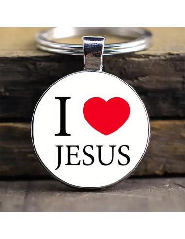 Keyring Metal/Epoxy I love Jesus