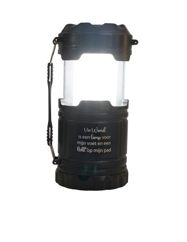 Campinglamp 3 functies met tekst