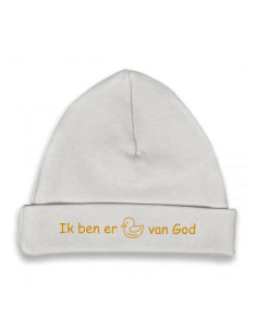 Babymutsje wit/oker 62-68...