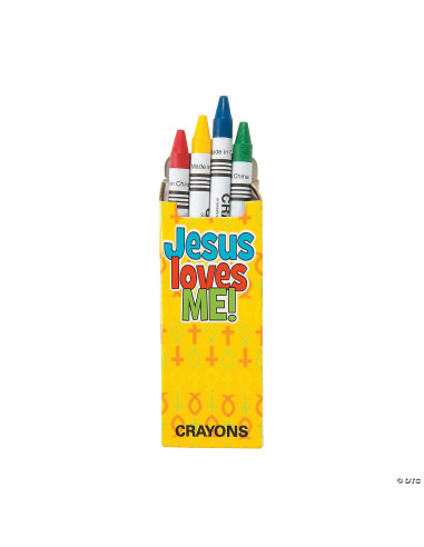 Jesus loves me 4-color crayons box