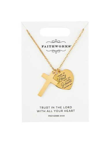 Cross Necklace Faithful Heart Gold