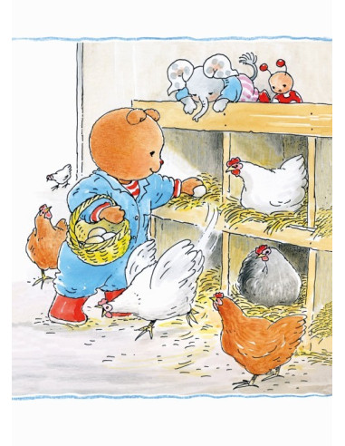 Ansichtkaart 15x10,5 bobbi bij de kippen