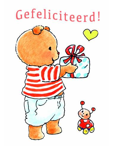 Ansichtkaart 15x10,5 bobbi gefeliciteerd