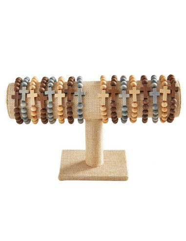 Display with 36 wood bracelets
