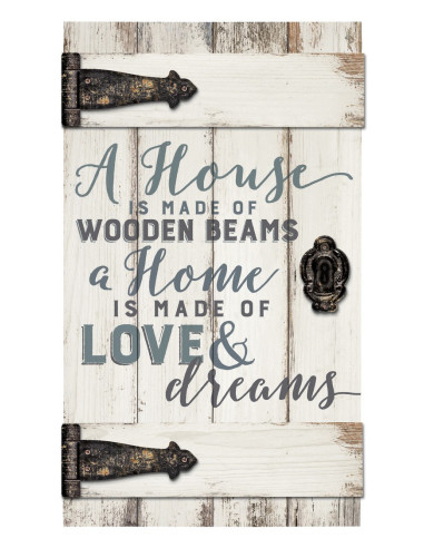 A house is made of wooden beams