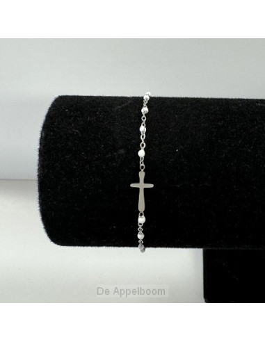 Armband kruisje kralen wit zilver