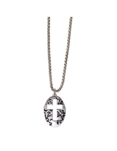 Oval charm with cross - 56 cm