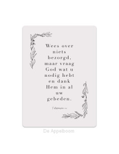 Wees over niets bezorgd