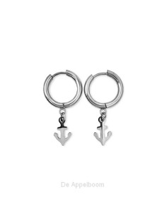 Oorbel ring ankertje zilver