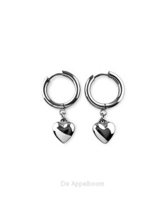 Oorbel ring hartje zilver