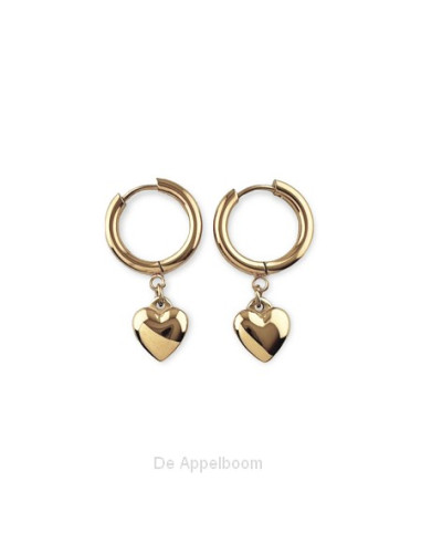 Oorbel ring  hartje goud