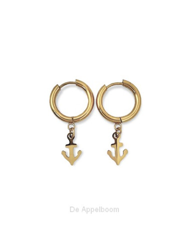 Oorbel ring ankertje goud