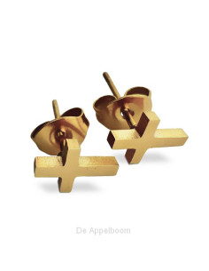 Oorbel knopje kruisje XS goud