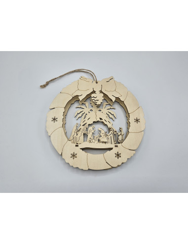 Wooden nativity hanger 3D 22,2x25x22cm