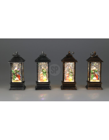 lantern holy family water/glitter 13cm