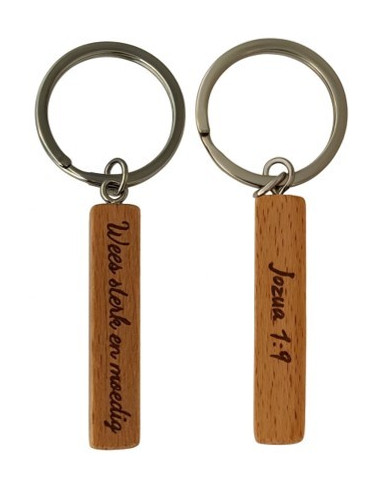 Sleutelhanger hout Wees sterk en moedig